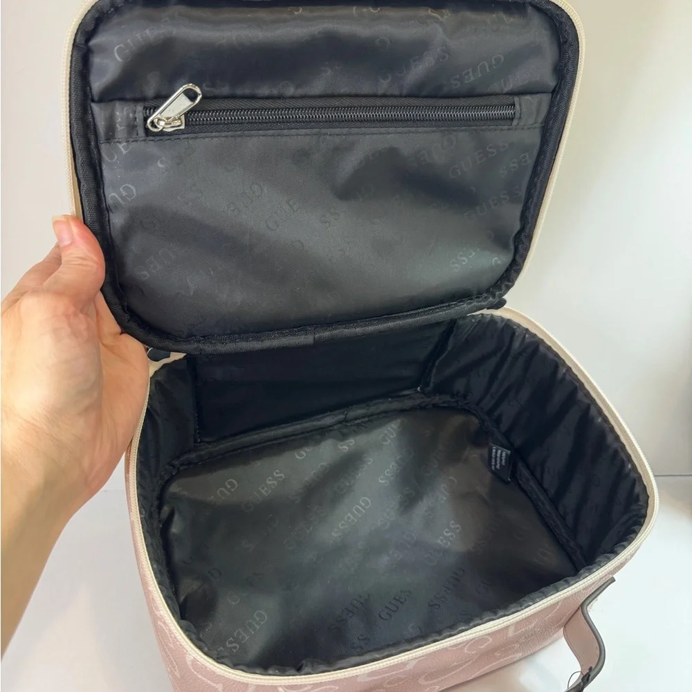 GUESS Pink Monogram Travel Case / Vanity Cosmetic Bag